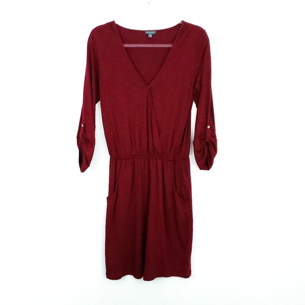 Lilla P Drop Waist Dress Red Burgundy Pima XS